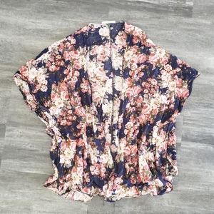 Navy Pink Floral BL Cover Up